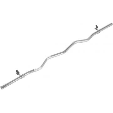 Bara curbata cu Clipsuri VirtuFit Curl Bar - EZ Barbell Bar - 120 cm - Spring Clip - 30 mm