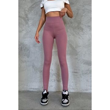 Colanti fitness Slim Vibes, aspect tetra si banda lata in talie cu efect modelator, Roz