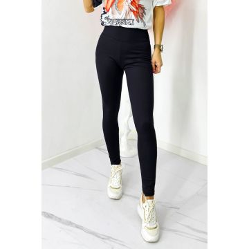 Colanti vatuiti Sporty Comfort, tetra si banda lata in talie cu efect modelator, Negru