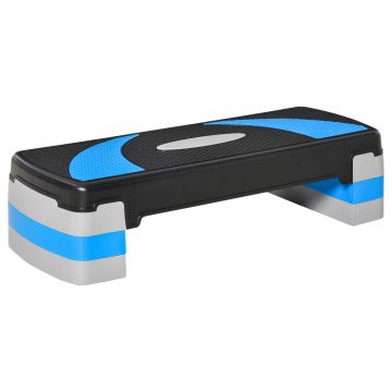 HOMCOM Aerobic Fitness Step, Stepper reglabil la 3 inaltimi 10-15-20 cm pentru antrenament acasa si la sala, albastru si negru