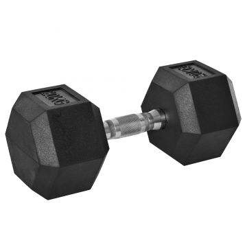 HOMCOM Gantera hexagonala de 20kg din otel si cauciuc pentru antrenament in sala de sport, acasa si la birou, negru