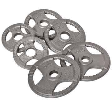 HOMCOM Set 6 Discuri Greutati pentru Haltere Greutate Totala 35kg, din Otel Emailat, Diametru central Փ5.4cm, Argintiu | Aosom Romania