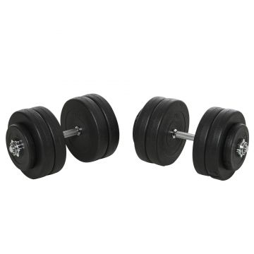 HOMCOM Gantere Reglabile de 50 kg pentru antrenament cu 12 Discuri Cauciucate, 8 x 5 kg si 4 x 1.5 kg, negru| Aosom Romania