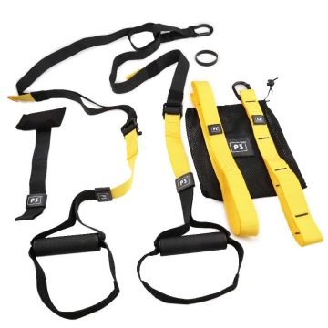 Set extensoare si benzi elastice, TRX P3, MAKS, trainer, pentru antrenament acasa, galben/negru