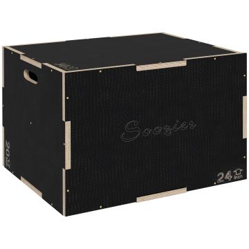 SPORTNOW Cutie de Sărituri Plyometrică 3-in-1, Cutie din Lemn Antiderapantă pentru Exerciții, 61x51x41 cm, Negru | Aosom Romania