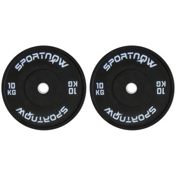 SPORTNOW Set 2 Placi Greutati Olimpice 10 kg Cauciuc pentru Haltere Orificiu 5 cm Acasa Sala | Aosom Romania