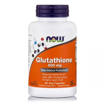 Now Glutathione with Milk Thistle Extract Alpha Lipoic Acid 500 mg 60 vcaps