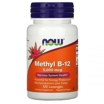 Now Methyl B-12 Folic Acid 5000 mcg 120 lozenges