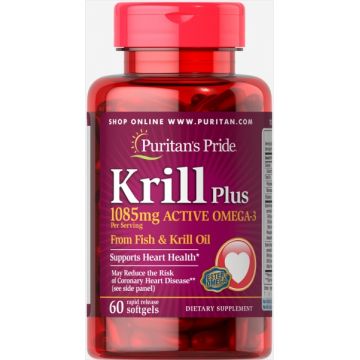 Puritan s Pride Krill Plus Active Omega 3 1085 mg 60 sofltgels