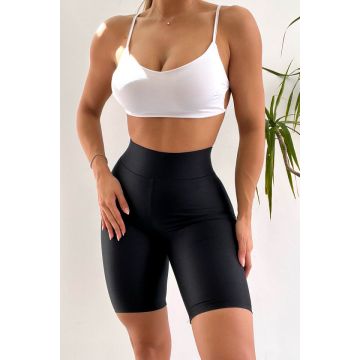 Colanti scurti fitness Ethan, cu banda modelatoare in talie, Negru