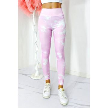 Colanti yoga MoZAIK, banda lata in talie cu efect modelator si push up, Roz