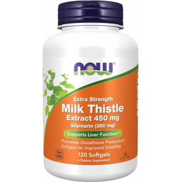 Now Milk Thistle Extract 450 mg Extra Strenght 120 softgels