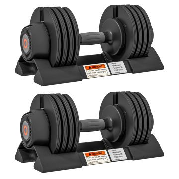 SPORTNOW Set de Gantere Reglabile, Set de Greutăți 4-în-1 cu Suport și Mâner Antiderapant, 33x16x16 cm, Negru | Aosom Romania