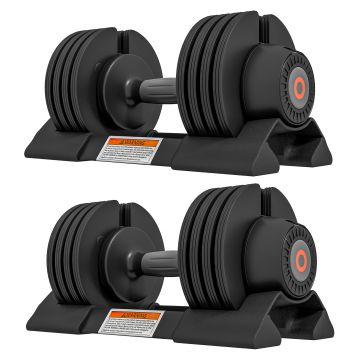 SPORTNOW Set de Gantere Reglabile, Set de Greutăți 4-în-1 cu Suport și Mâner Antiderapant, 33x16x16 cm, Negru | Aosom Romania