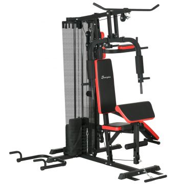 SPORTNOW Stație de Gimnastică pentru Exerciții Multiple cu Stivă de Greutăți, 225x175x200 cm, Negru | Aosom Romania