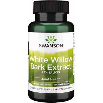 Swanson White Willow Bark Extract 25% Salicin 500 mg 60 vcaps
