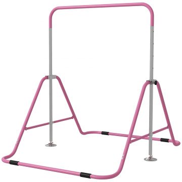 HOMCOM Bară de Tracțiuni Pliabilă pentru Copii, Bară de Gimnastică cu Înălțimi Reglabile și Structură din Oțel, 148x105x88-128 cm, Roz | Aosom Romania