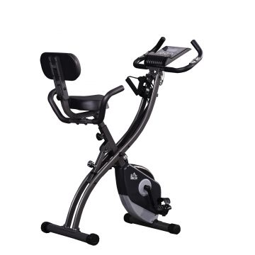 HOMCOM Bicicleta pliabila magnetica cu 8 niveluri de rezistenta, Monitor LCD si inaltime reglabila, 100x54x109cm, gri si negru