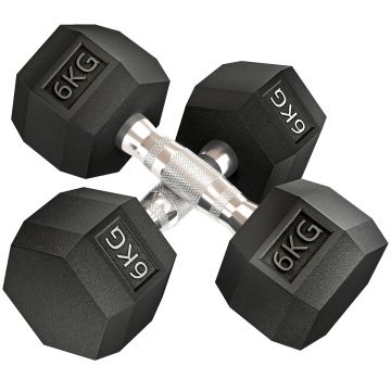 HOMCOM Haltere Antiderapant 6kg Negru | Aosom Romania
