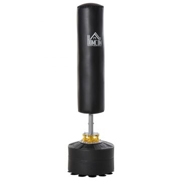 HOMCOM Sac de Box Autoportant cu Bază Reîncărcabilă cu Apă și Nisip, Ø50x170 cm, Negru | Aosom Romania