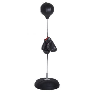 HOMCOM Sac de Box, Stand de Box cu Mănuși, Minge de Perforare, Minge de Box pentru Antrenament, 43x43x126-144 cm, Negru | Aosom Romania