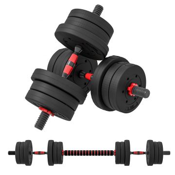 HOMCOM Set 2 Gantere cu 12 Discuri de 20 kg Total și Conector, Negru | Aosom Romania