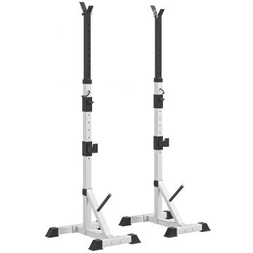 HOMCOM Set 2 Suporturi pentru Gantere cu 3 Cârlige, Înălțime Reglabilă și Capacitate de 200 kg, 58,5x75,5x176 cm, Argintiu | Aosom Romania