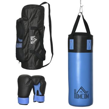 HOMCOM Set Sac de Box cu Mănuși, Cârlige și Geantă de Transport, Ø25x102 cm, Albastru | Aosom Romania