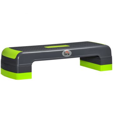 HOMCOM Stepper Aerobic Reglabil pe 3 Înălțimi, Step Fitness din Plastic pentru Antrenament, 78x28x10/15/20 cm, Verde | Aosom Romania