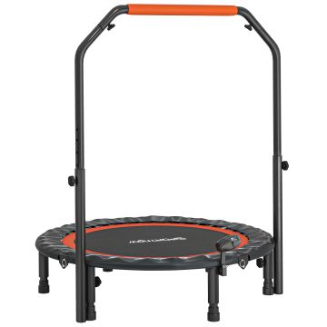 HOMCOM Trambulină Elastică Pliabilă cu Mâner Reglabil și Monitor LCD, Ø102x99-123 cm, Negru | Aosom Romania