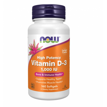 Now Vitamin D3 1000 IU 360 softgels