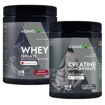 Pachet  Izolat proteic din zer (capsuni), 360g + Creatina monohidrata