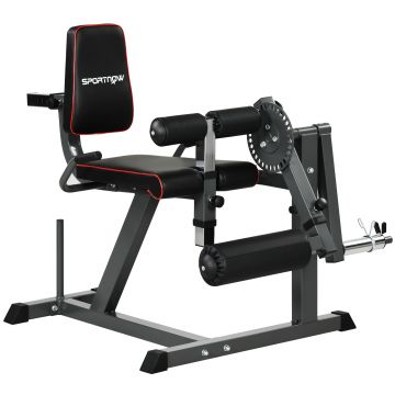 SPORTNOW Aparat pentru Gambe cu Spătar și Perne Reglabile și Spațiu pentru Greutăți, 100x90x105 cm, Negru | Aosom Romania
