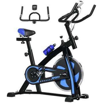 SPORTNOW Bicicletă pentru Exerciții cu Rezistență, Ghidon și Șa Reglabile, 118x50x105-115 cm, Albastru | Aosom Romania