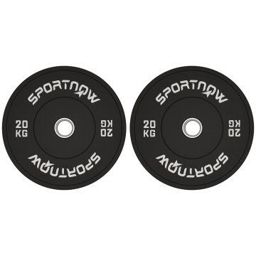 SPORTNOW Set de Discuri de Greutate cu Protecție din Cauciuc Solid cu Orificii, Փ45x8 cm, Negru | Aosom Romania