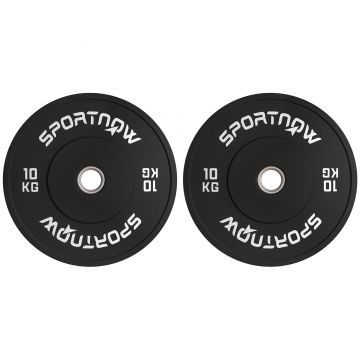 SPORTNOW Set Discuri de Greutate din Cauciuc Solid cu Orificii, Փ45x4 cm, Negru | Aosom Romania