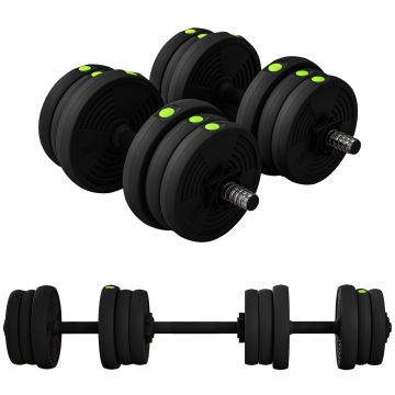SPORTNOW Set Greutăți 2 în 1 cu Gantere Convertibile în Halteră și Reglabile, 105x20x20 cm, Negru | Aosom Romania