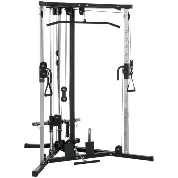 SPORTNOW Stație de Fitness cu 15 Poziții Reglabile, Bară pentru Tracțiuni și Halteră, 170x139x200 cm, Negru | Aosom Romania
