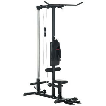 SPORTNOW Stație Fitness Multifuncțională cu Lat Machine și Șezut Reglabil | Aosom Romania