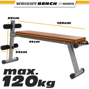 Banca fitness, reglabila/pliabila, multifunctionala, brate, abdomen, 120 x 34 x 18 cm, maro/gri ScSports