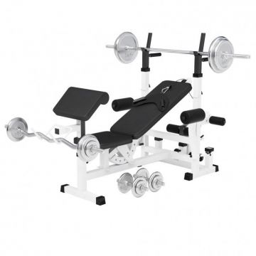 Banca multifunctionala cu set gantere cromate de 108kg Gorilla Sports