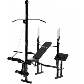 Banca multifunctionala de antrenament cu suport pentru haltere si set de greutati, 40 kg PHYSIONICS