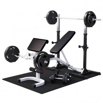 BANCA REGLABILA SCOTT + SET DE GREUTATI CU GRIP 100KG 30/31MM, SALTEA PROTECTIE Gorilla Sports