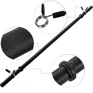 Bara de haltere, negru, inchidere cu arc MOVIT, 120 CM