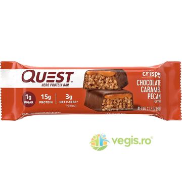 Baton Proteic cu Aroma de Ciocolata, Nuci Pecan si Caramel 60g