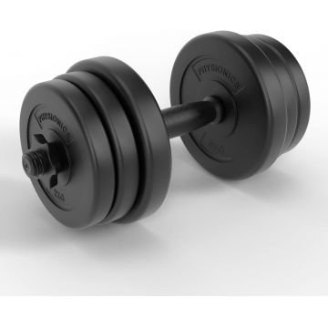 Gantera de 20 kg, maner zimtat, diametru 25 mm, din plastic si otel, coliere spinlock PHYSIONICS