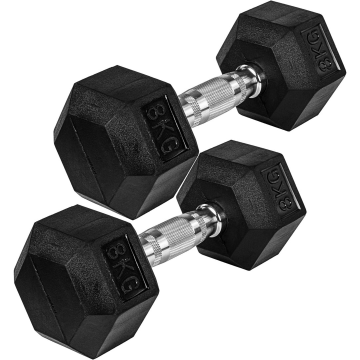 Gantera hexagonala din cauciuc, set de 2 buc, 2-30 Kg MOVIT