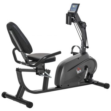 HOMCOM Bicicletă Magnetică Orizontală Scaun Reglabil și Elastice pentru Brațe | Aosom Romania