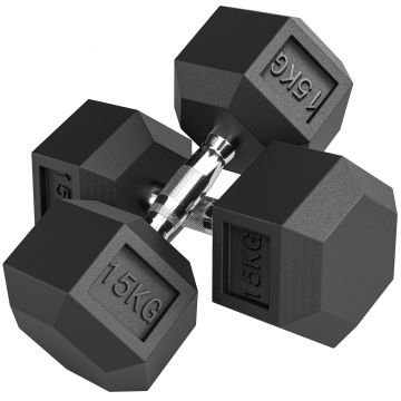 HOMCOM Ganteră cu mâner cu fendă, Gantere din fontă, 2 x 15kg, Gantere pentru bărbați și femei | Aosom Romania