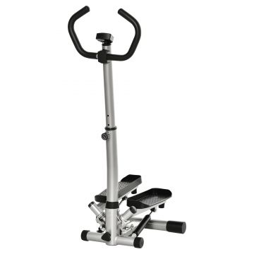 HOMCOM Stepper cu Monitor LCD, Mânere Reglabile și Benzi Elastice, Negru și Argintiu | Aosom Romania
